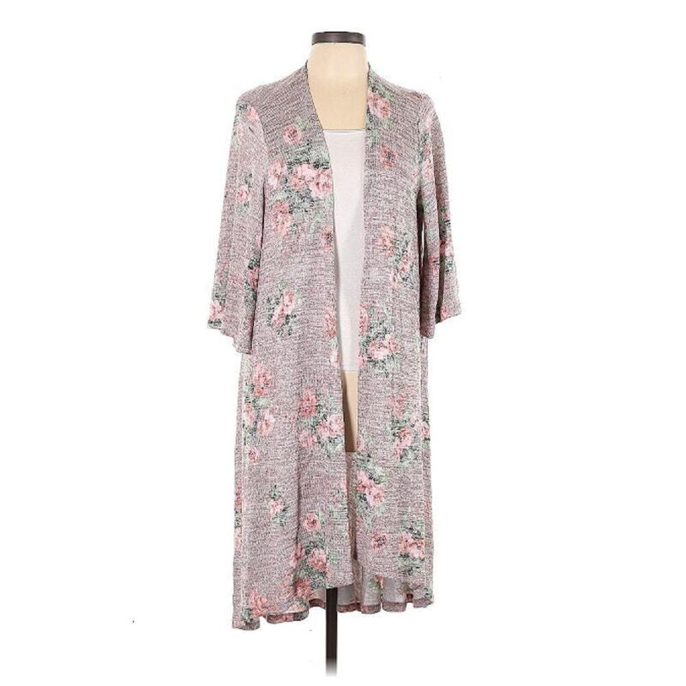 Torrid Floral Cottagecore Kimono Duster Knit Hi-Low Bloomscoere 3/4 Sleeve Sz 0X